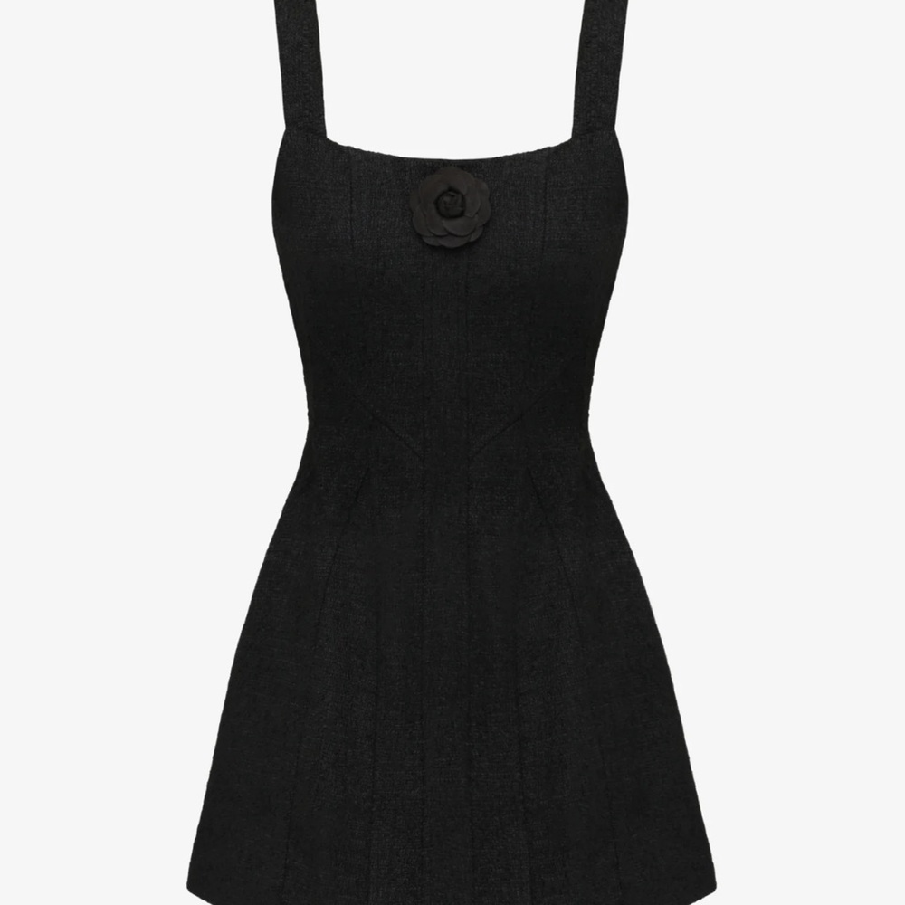 Chic Black Mini Dress with Floral Accent